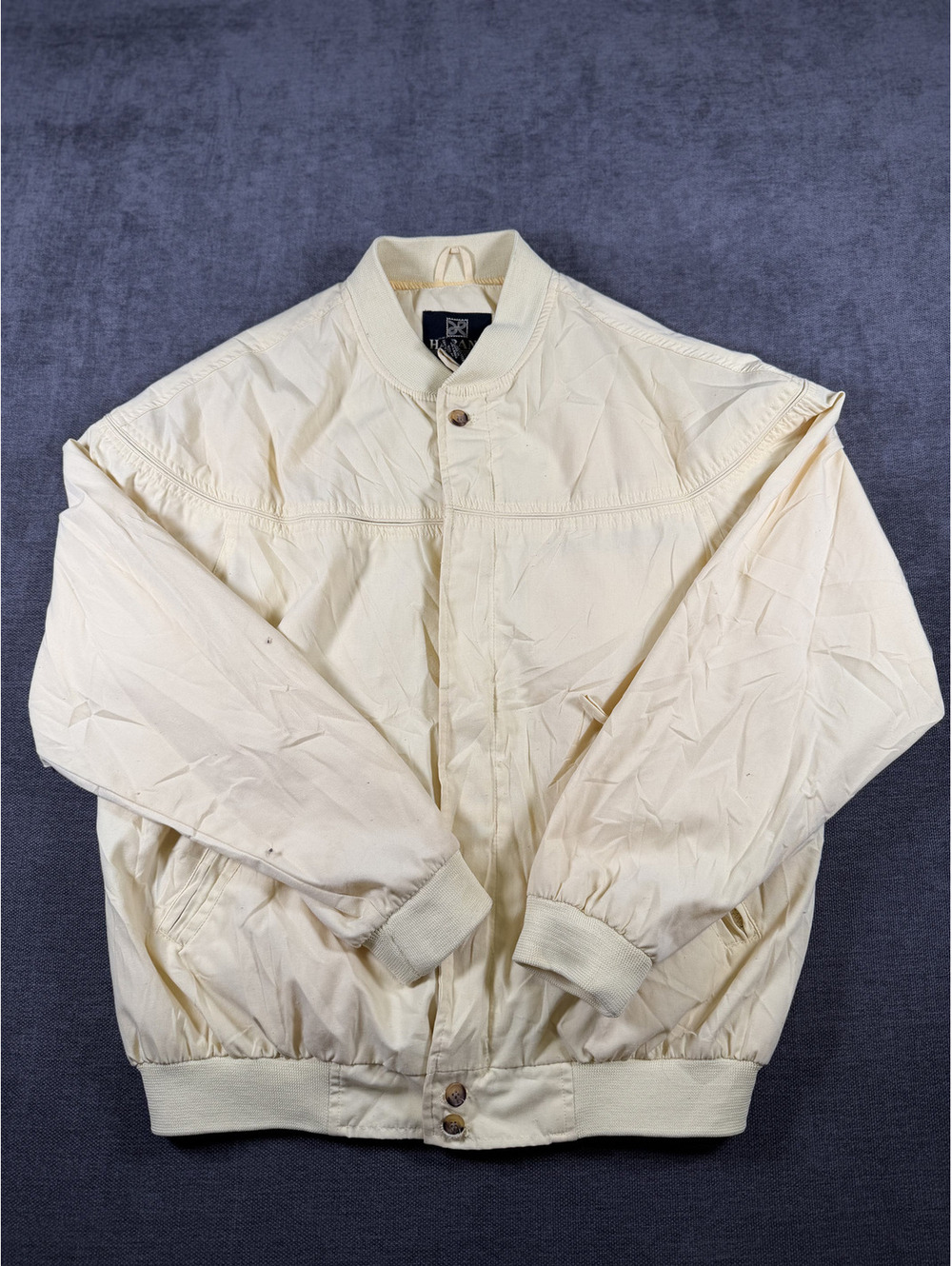 Haband Men's Lightweight Beige Bomber Jacket Size M